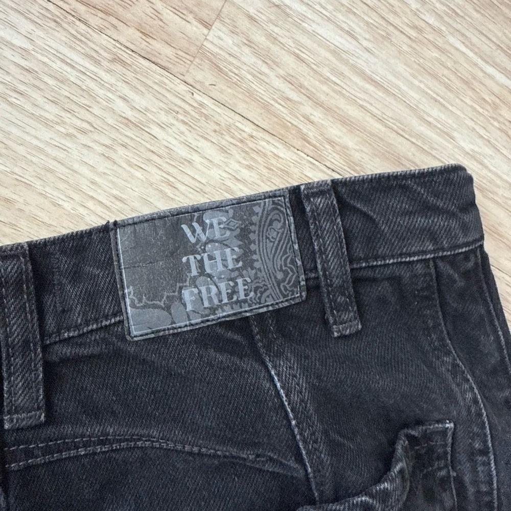 Free People Lucky You Mid-Rise Barrel Jeans Washed Black Size 27 - Picture 7 of 8